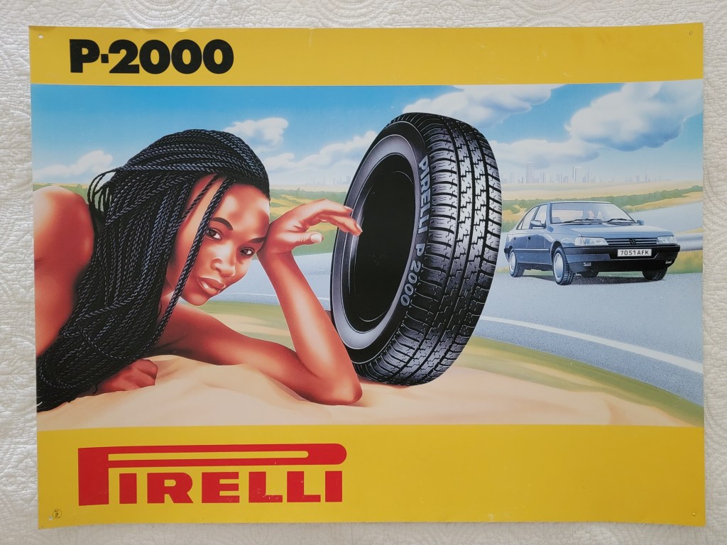Pirelli Poster P-2000 Peugeot Tire Island Woman Braided Hair P2000 Banner material
Pirelli logo