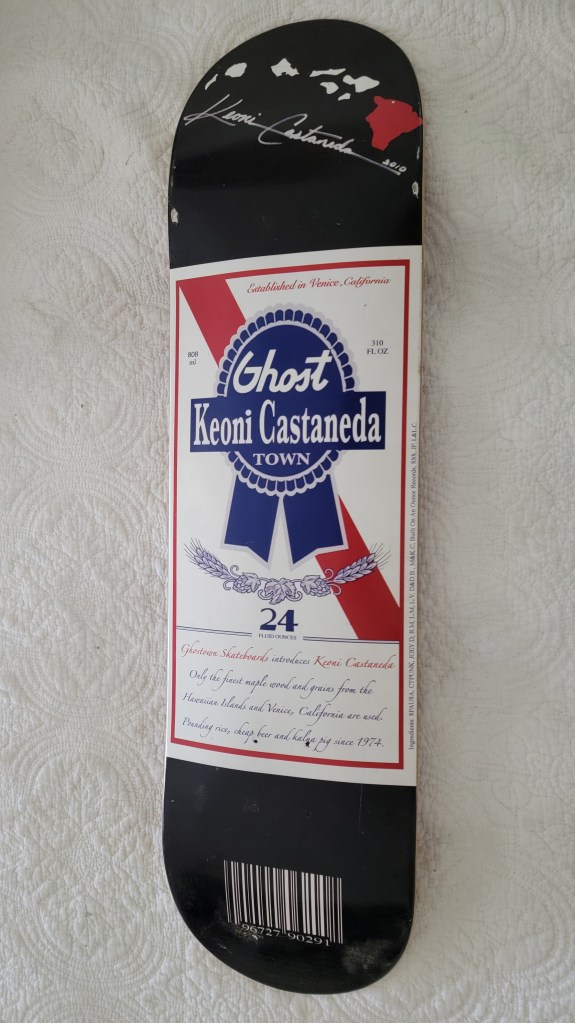 Keoni Castaneda Ghost Town PBR Pabst Blue Ribbon skateboard deck bottom