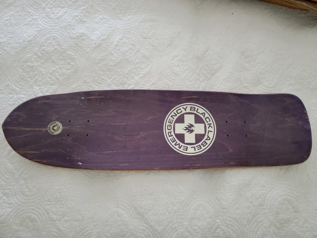 Emergency Black Label Duane Peters Bomber skateboard deck top