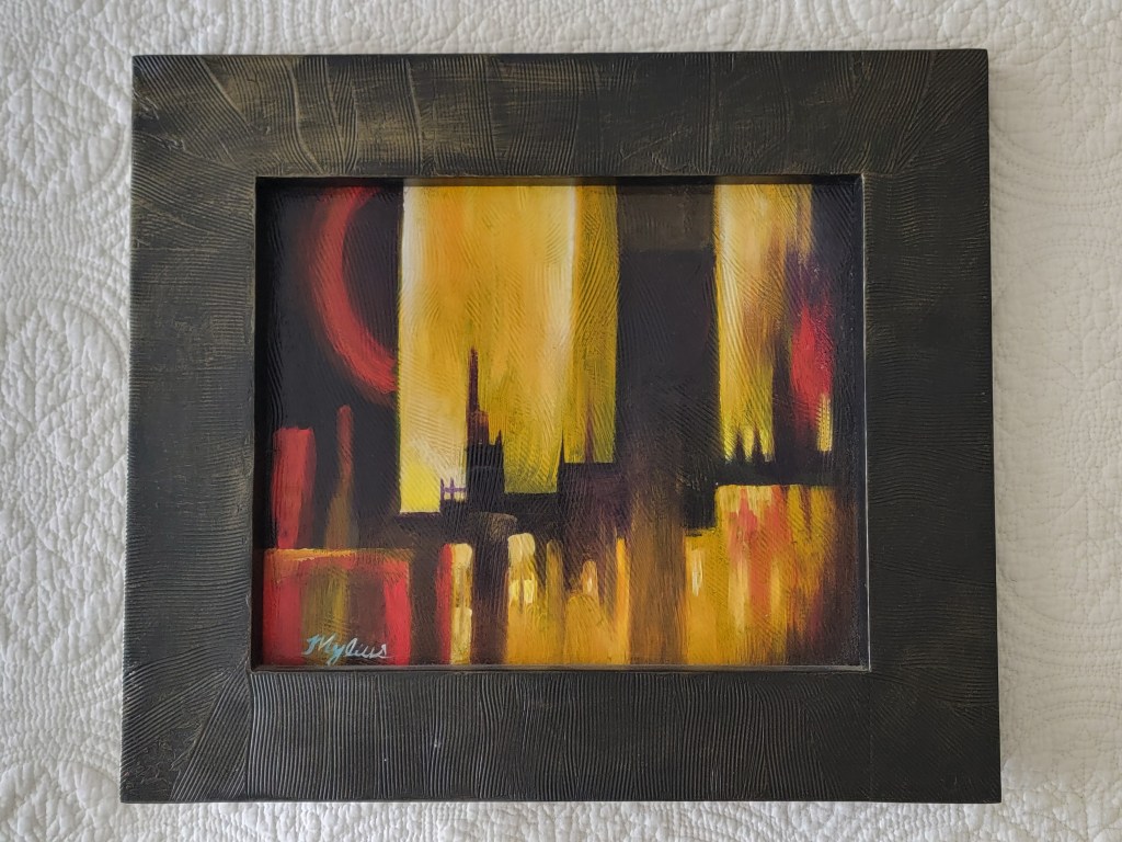 Brian Mylius oil painting abstract city