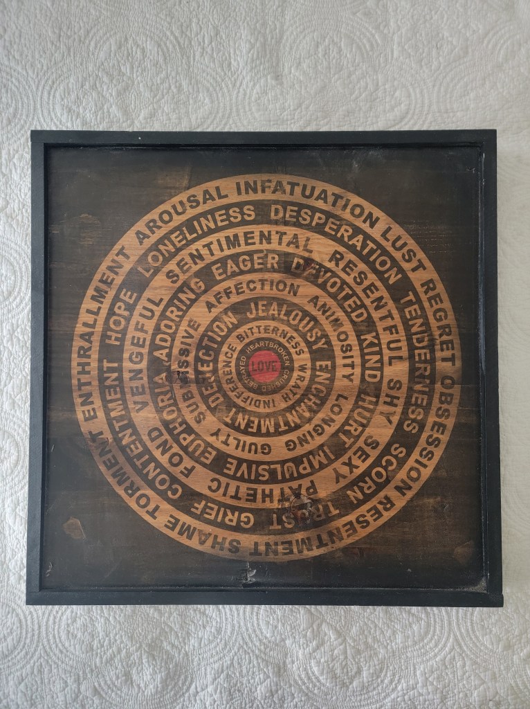 Love bullseye on wood