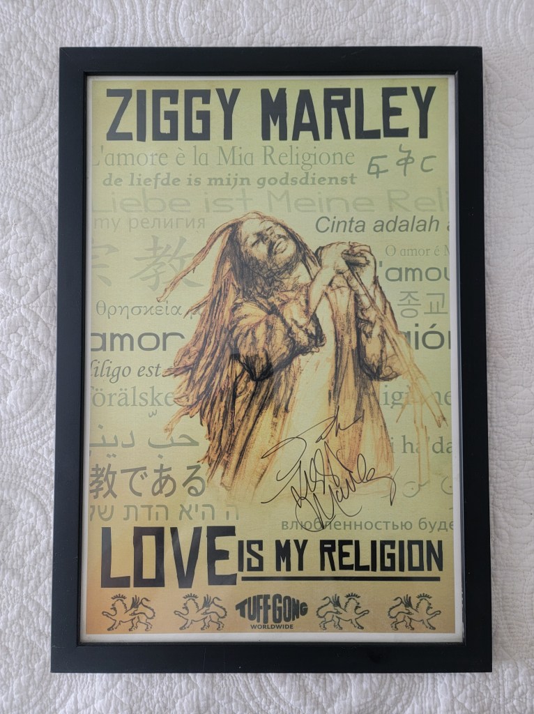 Ziggy Marley Love is my religion tour poster signed Tuff Gong