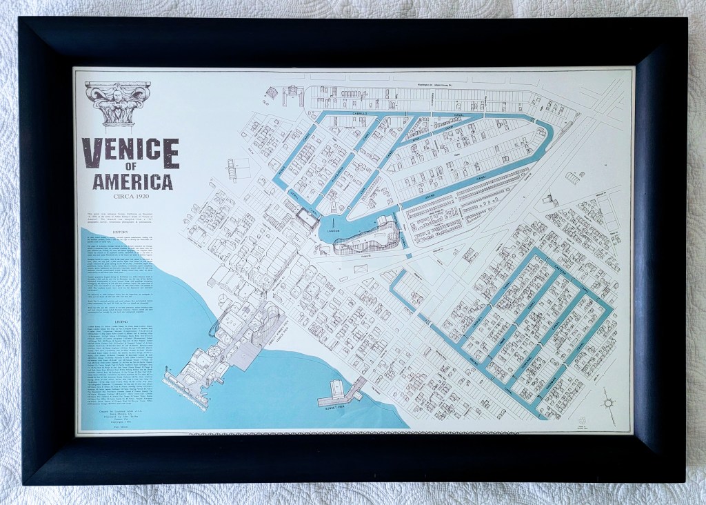 Venice of America Circa 1920
This aerial view indicates Venice, California on December 19, 1920, at the acme of Abbot Kinney's dream of "Venice of America".  The research was compiled from a 1917 geographic survey, voluminous photographs & publications