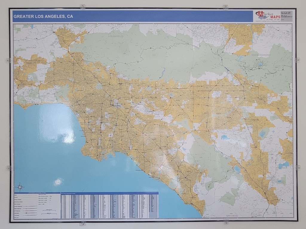 Greater Los Angeles California Huge Map 60x80
Market Maps
