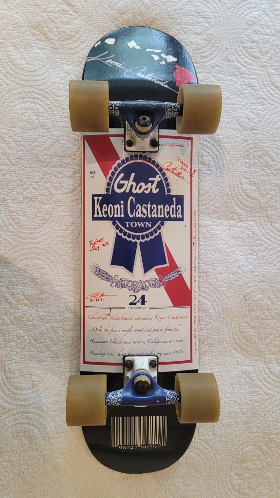 Keoni Castaneda Ghost Town PBR Pabst Blue Ribbon complete skateboard signed 2011 bottom