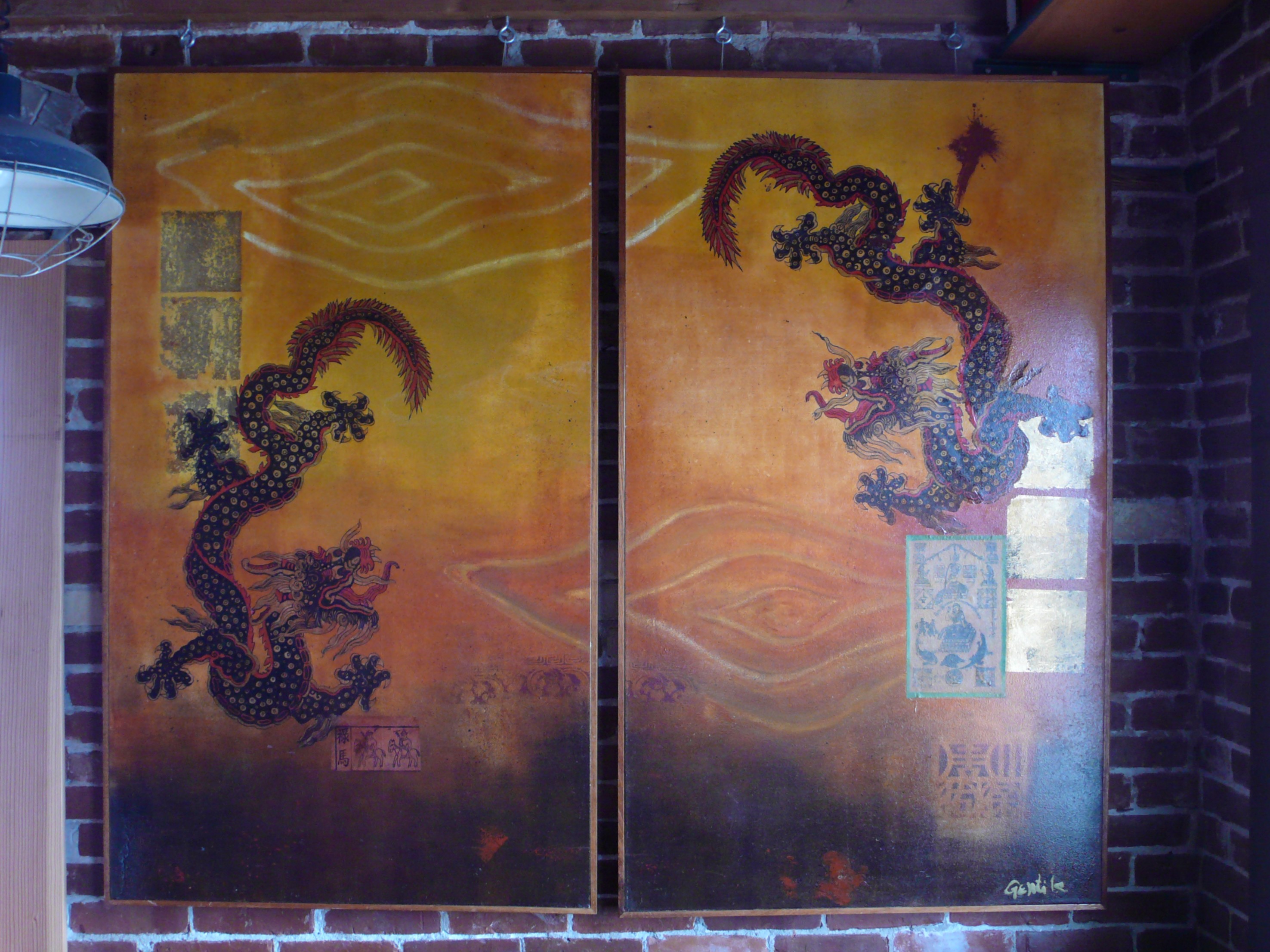 Pablo Gentile Art Buddha Clouds Venice Beach California
Mixed media, oil, paper, gold foil